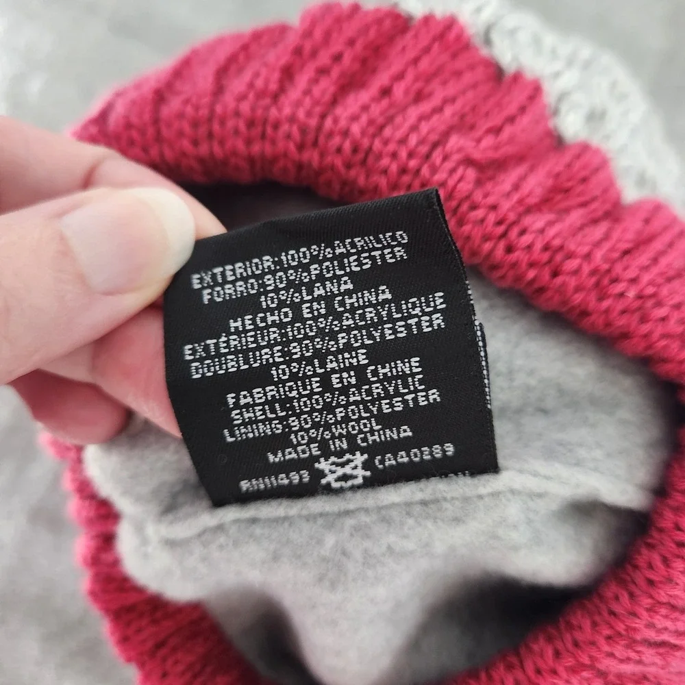 New Era NFL Indianapolis Colts Women Grey Pink Pom Beanie Knit Hat Fleece Lined